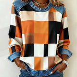Trui met Ruit Patchwork en Contrastkleur