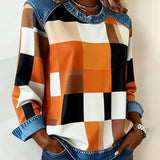 Trui met Ruit Patchwork en Contrastkleur