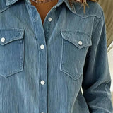 Modieuze Blouse met Revers en Knopen