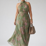Mirelle | Gathered Halter Midi Jurk