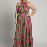 Rowen | Gedrapeerde Halter Midi Jurk
