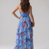 Nori | Halter Neck Rimpel Bodice Bloemen Maxi Jurk