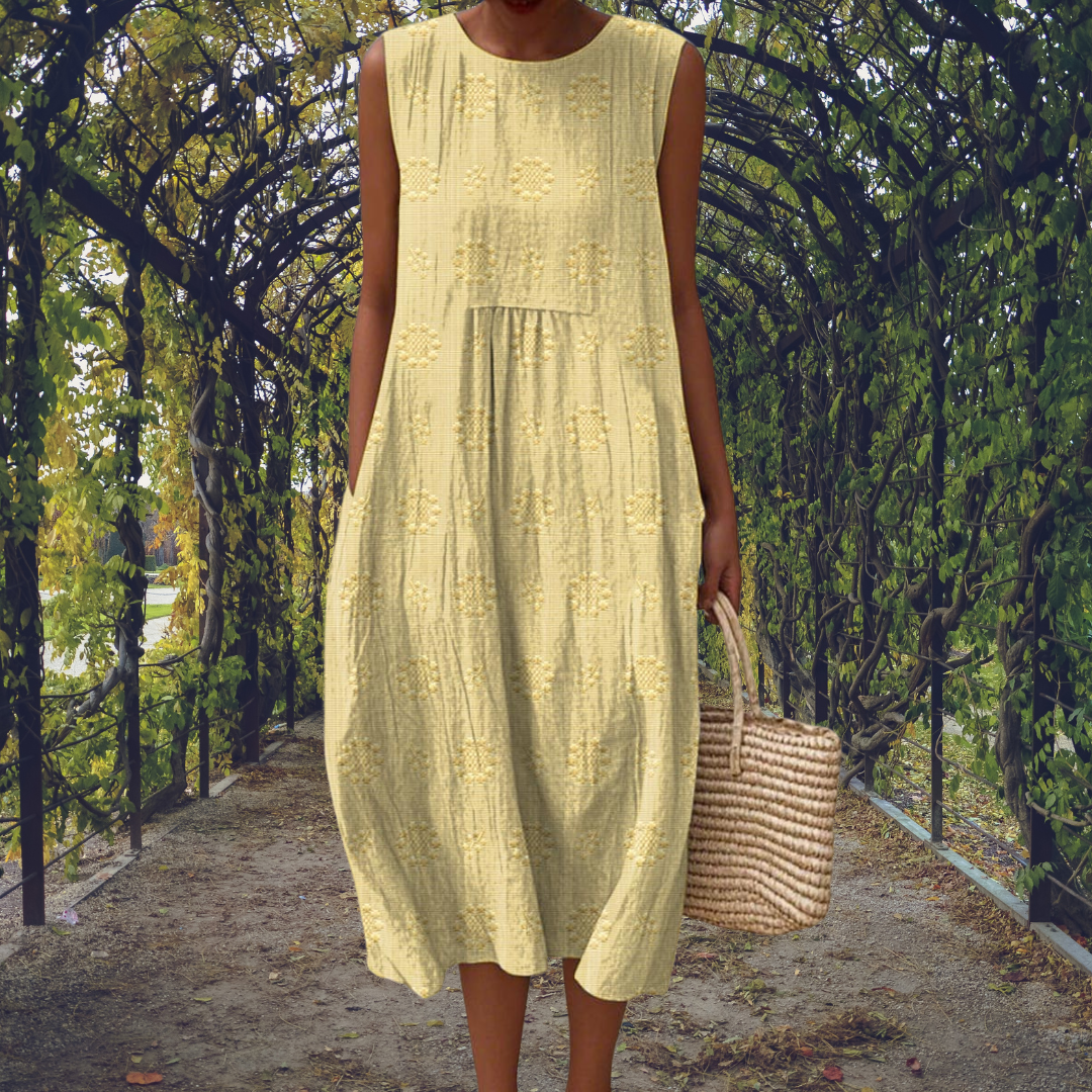 Laura – Elegant Mouwloze Jurk met Zakken