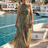 Mirelle | Gathered Halter Midi Jurk