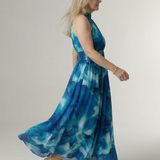 Sylin | Geplooide Halter Midi-jurk