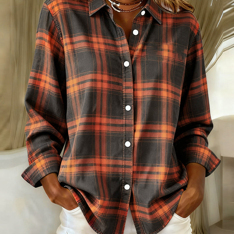 Shirt met Ruitpatroon en Ingesneden Kraag
