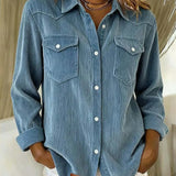 Modieuze Blouse met Revers en Knopen