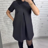 Cora | Elegante Damesjurk met Opstaande Kraag