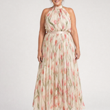 Aurelle | Halter Nek Bloemen Midi Jurk