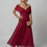 Calen | Off Shoulder Flow Midi Jurk