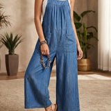 Solmira | Losvallende Denim Jumpsuit met Bretels