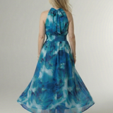 Sylin | Geplooide Halter Midi-jurk