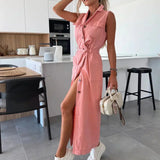 Hanna | Mouwloos lang denim jurk