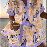 Reolia - Korte Zomerpak in Luipaardprint