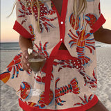 Daphira – Korte Zomersuit met Kreeftenprint