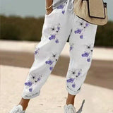 Sofie – Ademende Linnen Pantalon, Casual en Stijlvol (Lelies)