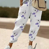 Sofie – Ademende Linnen Pantalon, Casual en Stijlvol (Lelies)