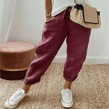 Sofie – Ademende Linnen Pantalon, Casual en Stijlvol (Rood)
