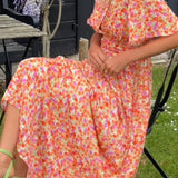 Denise - Elegante Lange Jurk met Bloemen
