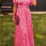 Denise - Elegante Lange Jurk met Bloemen