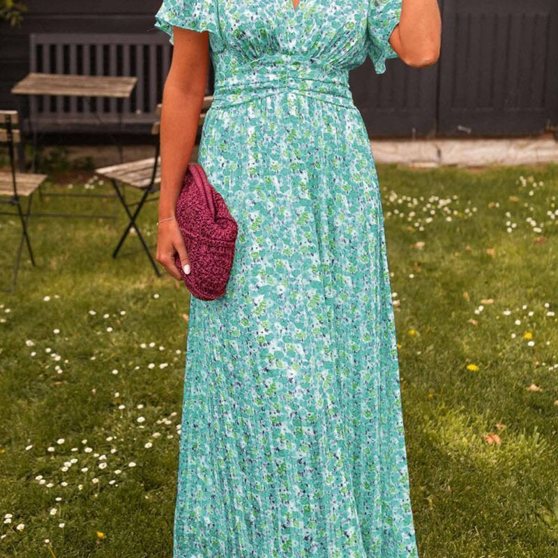 Denise - Elegante Lange Jurk met Bloemen
