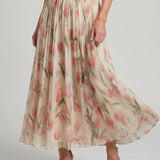 Aurelle | Halter Nek Bloemen Midi Jurk