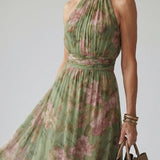 Mirelle | Gathered Halter Midi Jurk