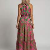 Rowen | Gedrapeerde Halter Midi Jurk