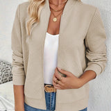 Cavell | Comfortabele Jas met Rits & Subtiel Patroon