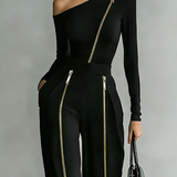 Stedelijke minimalistische onregelmatige off-shoulder ritset