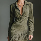 Hazel | Viscose minijurk met V-hals