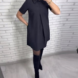 Cora | Elegante Damesjurk met Opstaande Kraag