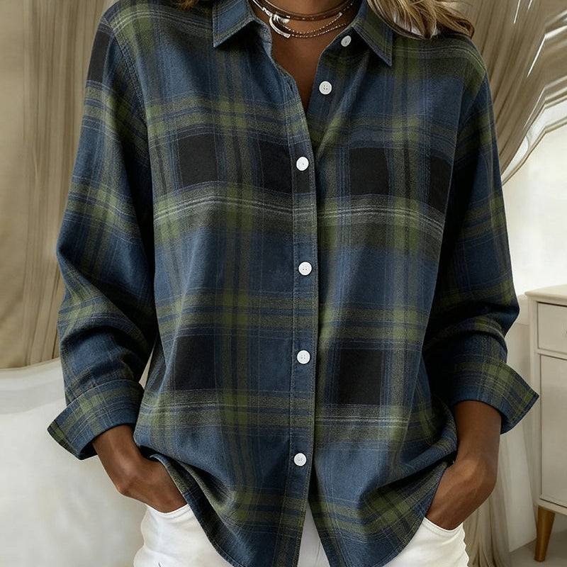 Shirt met Ruitpatroon en Ingesneden Kraag