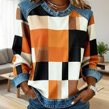 Trui met Ruit Patchwork en Contrastkleur