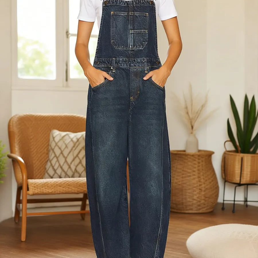 Nora | Denim Tuinbroek Jumpsuit met Zakken
