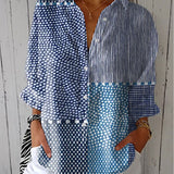 Fiora – Oceaan Patchwork Blouse