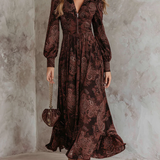 Marlene | Midi-jurk met paisleyprint en ritssluiting in de hals