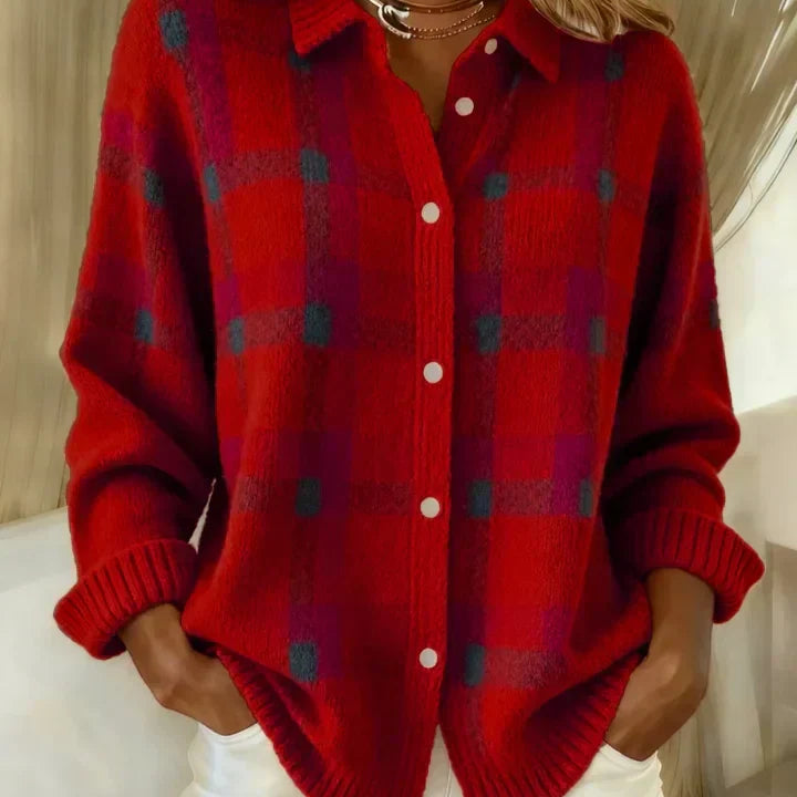 Emily – Geruite Gebreide Blouse