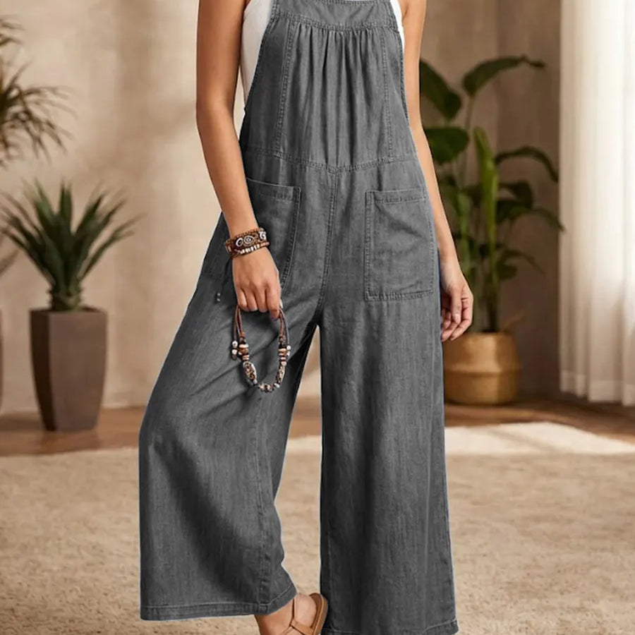 Solmira | Losvallende Denim Jumpsuit met Bretels