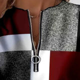 Casual Trui met Halve Rits en Print