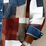 Kleurblok Shirt met Modieuze Kraag
