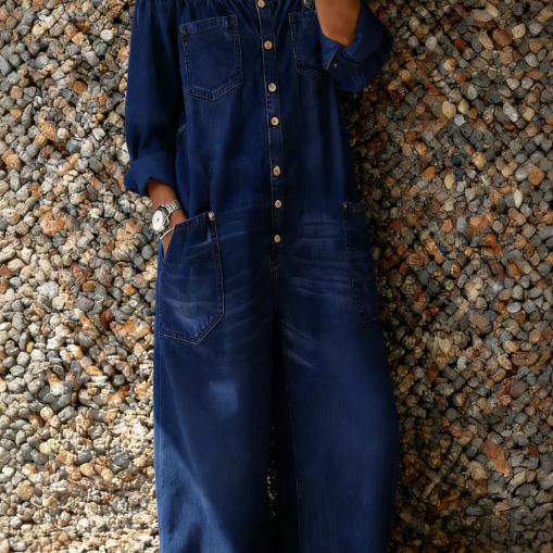 Noa | Denim Jumpsuit met Off-Shoulder Halslijn