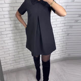 Cora | Elegante Damesjurk met Opstaande Kraag