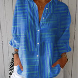 Feline – Azuur Gestreepte Blouse