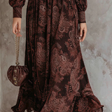 Marlene | Midi-jurk met paisleyprint en ritssluiting in de hals