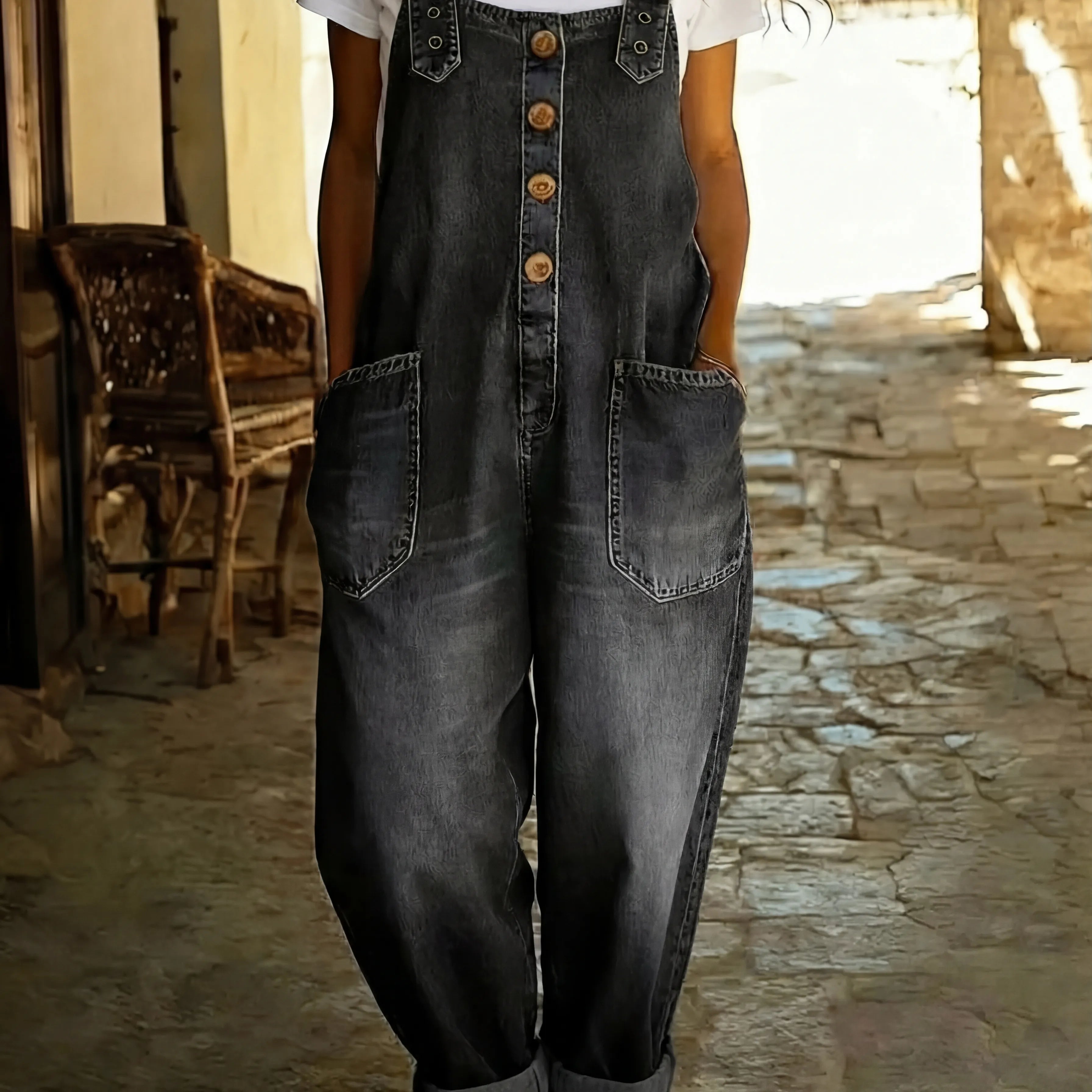 Juul | Denim Jumpsuit met Verstelbare Bandjes