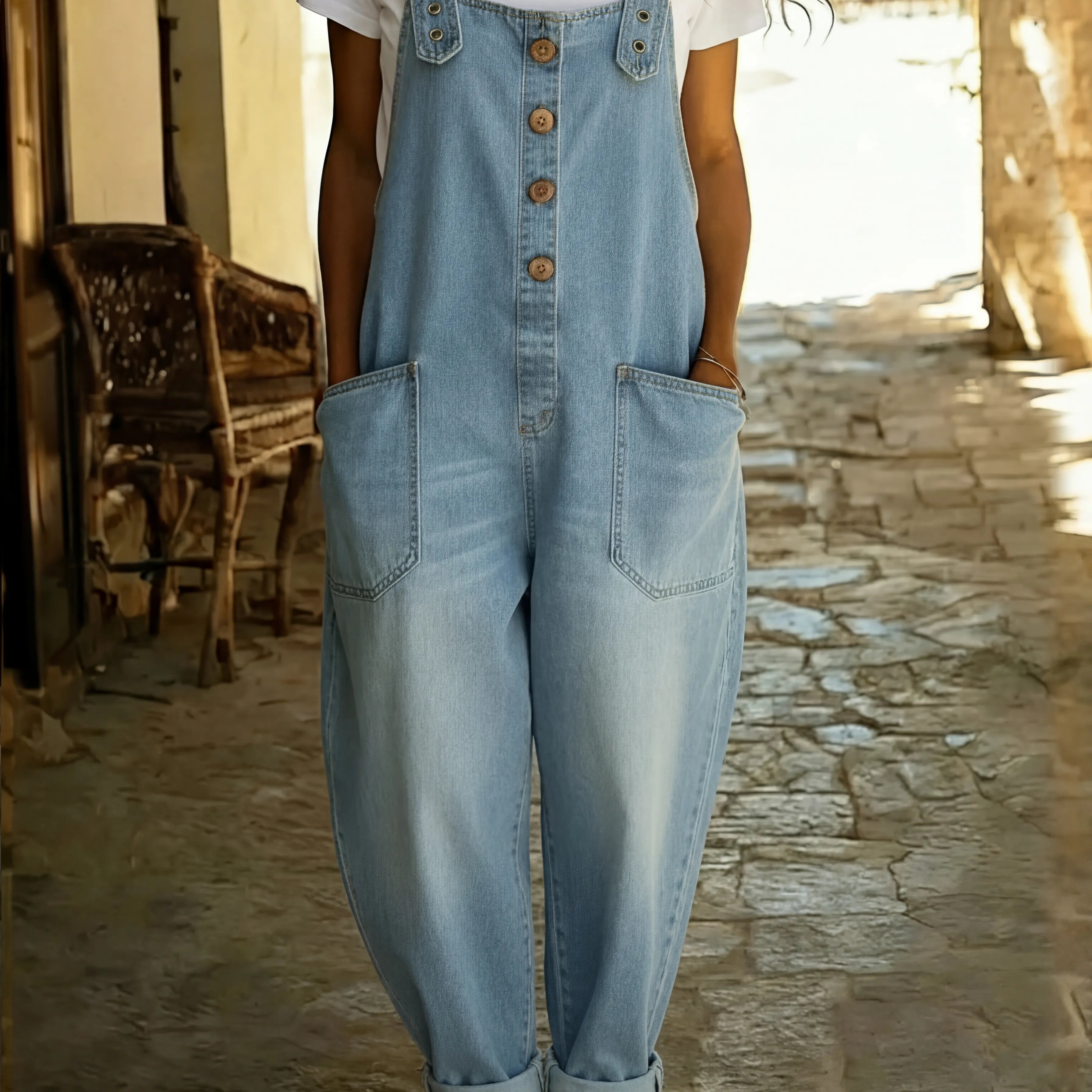 Juul | Denim Jumpsuit met Verstelbare Bandjes