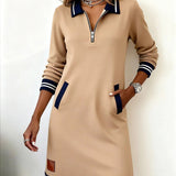 Chic | Lange Mouwen Katoenen Jurk