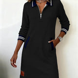 Chic | Lange Mouwen Katoenen Jurk