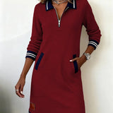Chic | Lange Mouwen Katoenen Jurk